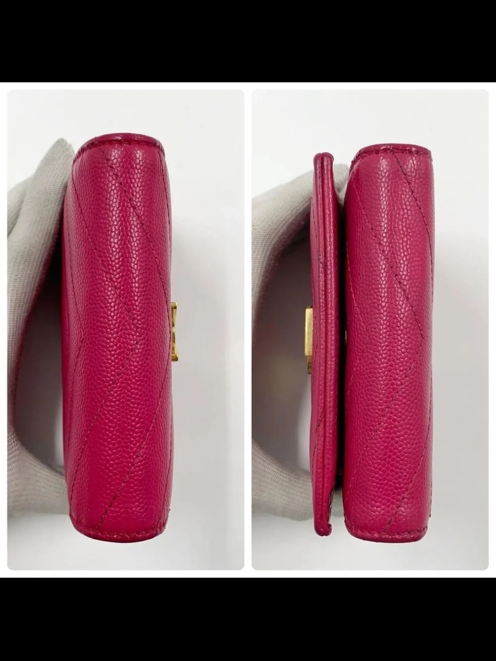Saint Laurent Pink YSL Quilted Compact Wallet